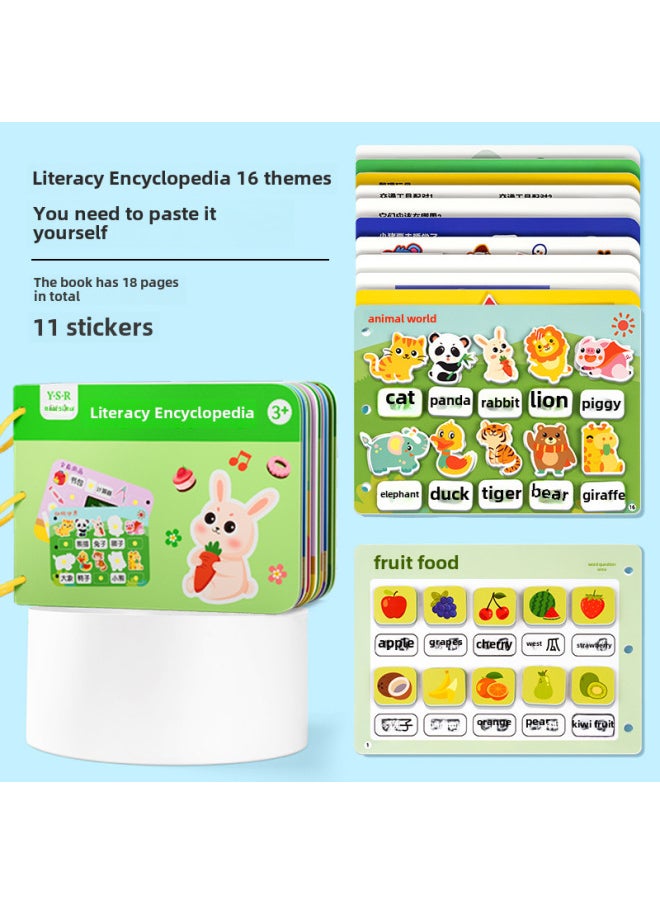 Enlightening Quiet Book Baby Educational Toy Kindergarten Early Education Cognitive Teaching Aware Children's Concentration Tear Paste Book-Color:Literacy Books  Need To Be Glued With Hook And Loop  - Image 1