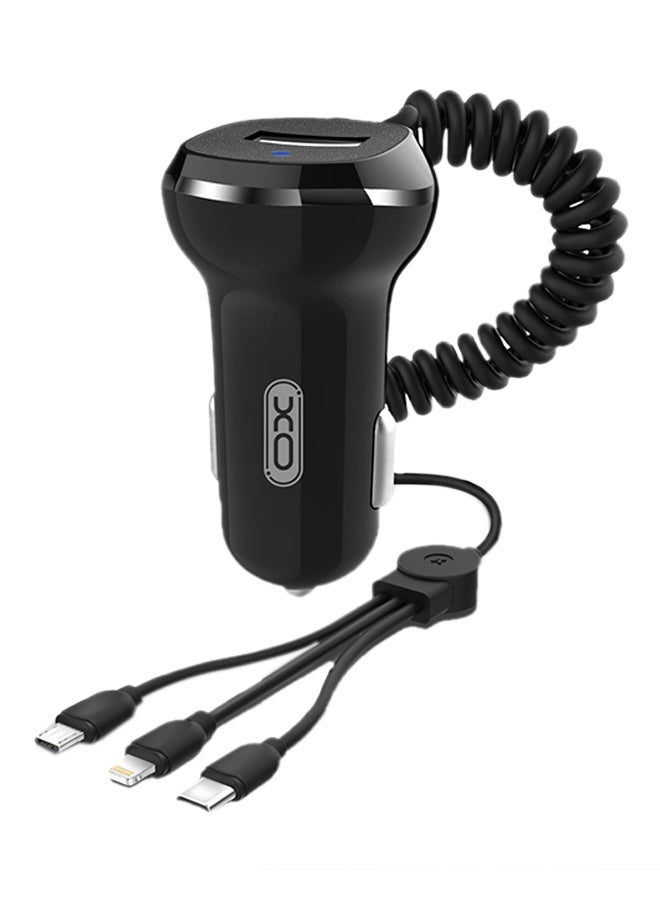 MUNTAQI 3 In 1 USB Car Charger Cable black - Image 1