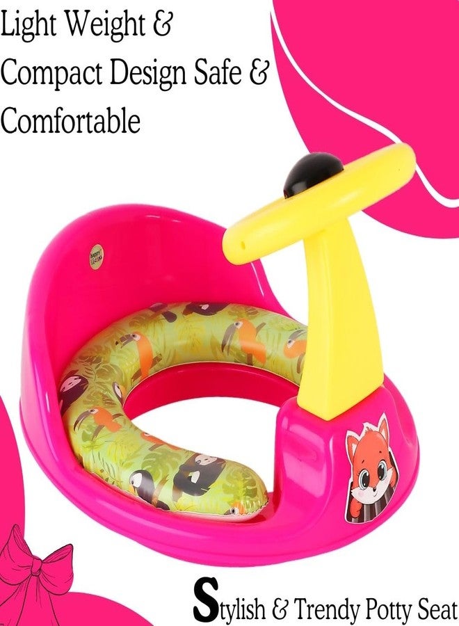Zerya Ferrari Soft Kids Toilet Trainer Baby Potty Seat With Ferrari Handle And Back Support Toilet Seat For Girls & Boys (Pink) - Image 3