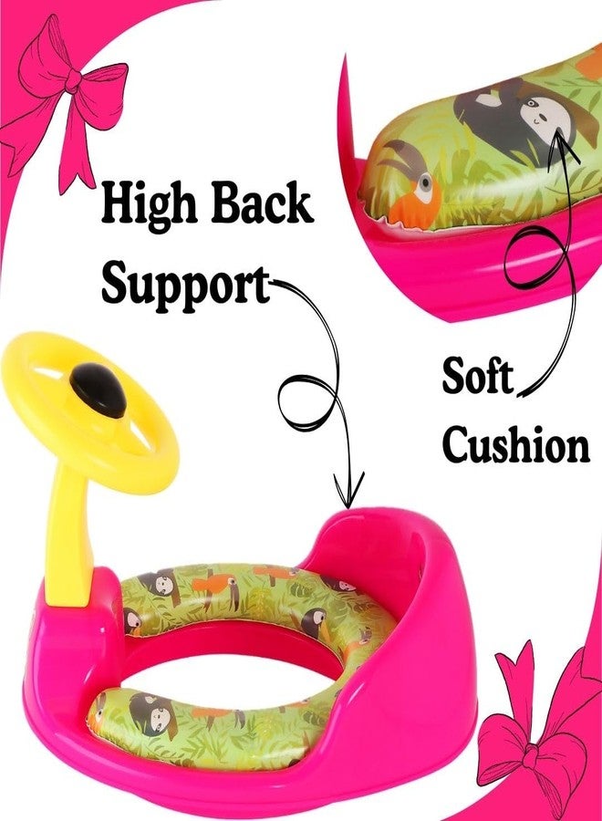 Zerya Ferrari Soft Kids Toilet Trainer Baby Potty Seat With Ferrari Handle And Back Support Toilet Seat For Girls & Boys (Pink) - Image 4