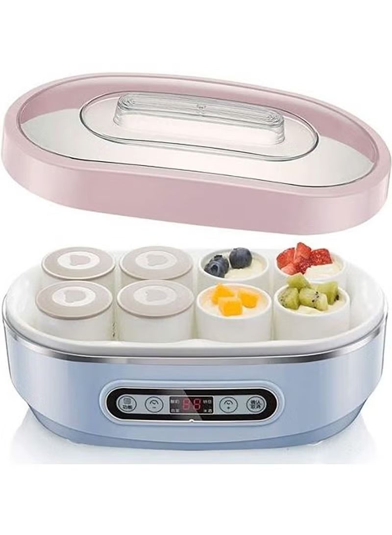 سوناي ماكينة صنع الزبادي الرقمية/8 برطمانات زجاجية/4 إعدادات مختلفة/تايمر/نقل حرارة متساووي/20 واط - Image 1