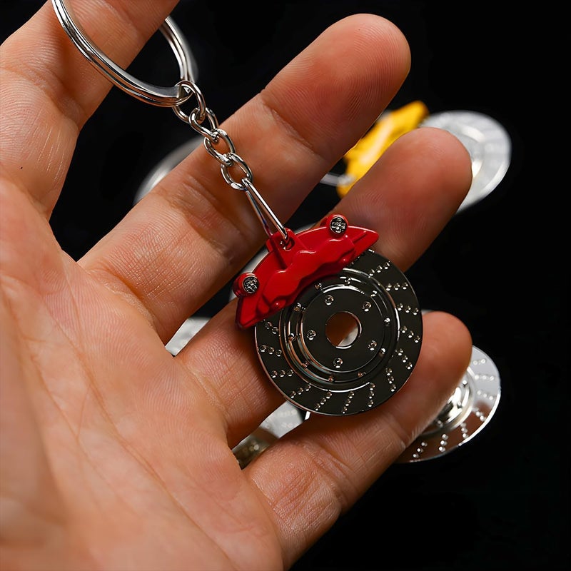 JNNJ Disc Brake Key Ring - Creative 3D Car Parts Key Holder in Red - Image 4