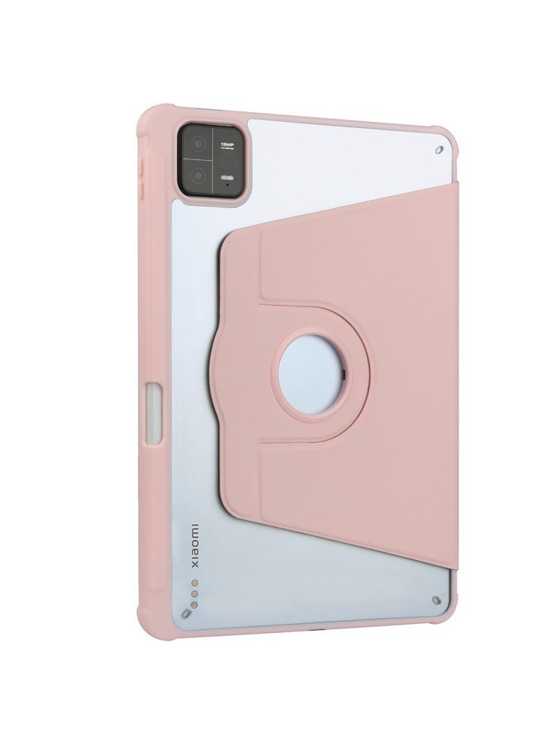 يوارب كينج متوافق مع الغلاف الدوار Xiaomi Pad 7 / Pad 7 Pro / Xiaomi Pad 8 / Pad 8 Pro ، غطاء الدوران 360 درجة ، زوايا عرض متعددة مع غطاء مفتوح مع قلم رصاص وردي - Image 4