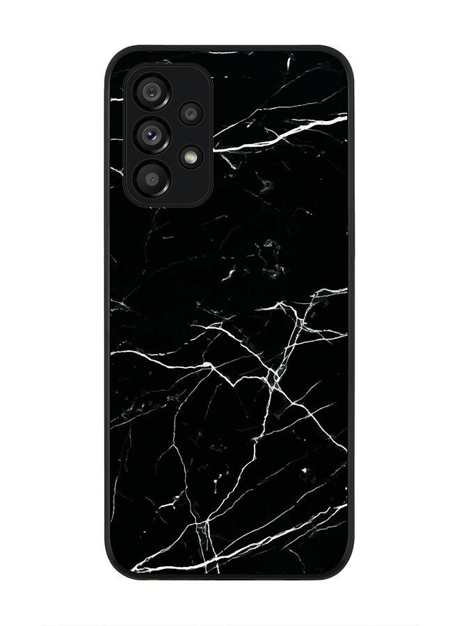 Stylizedd Rugged Black edge case for Samsung Galaxy A23 (LTE/4G) Slim fit Soft Case Flexible Rubber Edges Anti Drop TPU Gel Thin Cover - Marble Print Black - Image 1