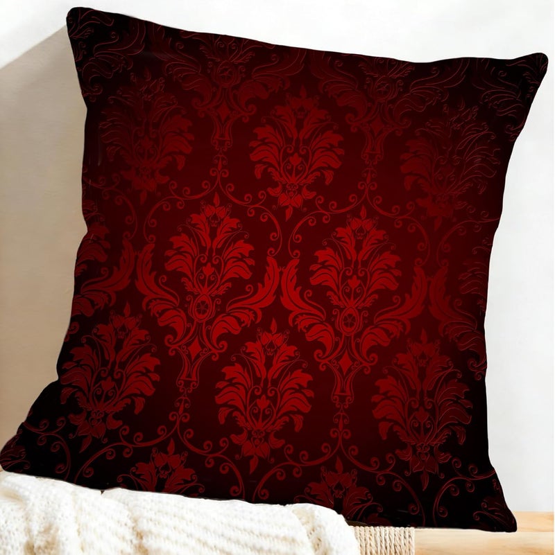 Identiy Vintage Damask Floral Throw Pillow Cover 18x18 Inch Pack of 1, Dark Red Flowers Decorative Pillow Case, Lumar Cushion Pillow Cover for Home Sofa Couch Indoor Outdoor - Image 5