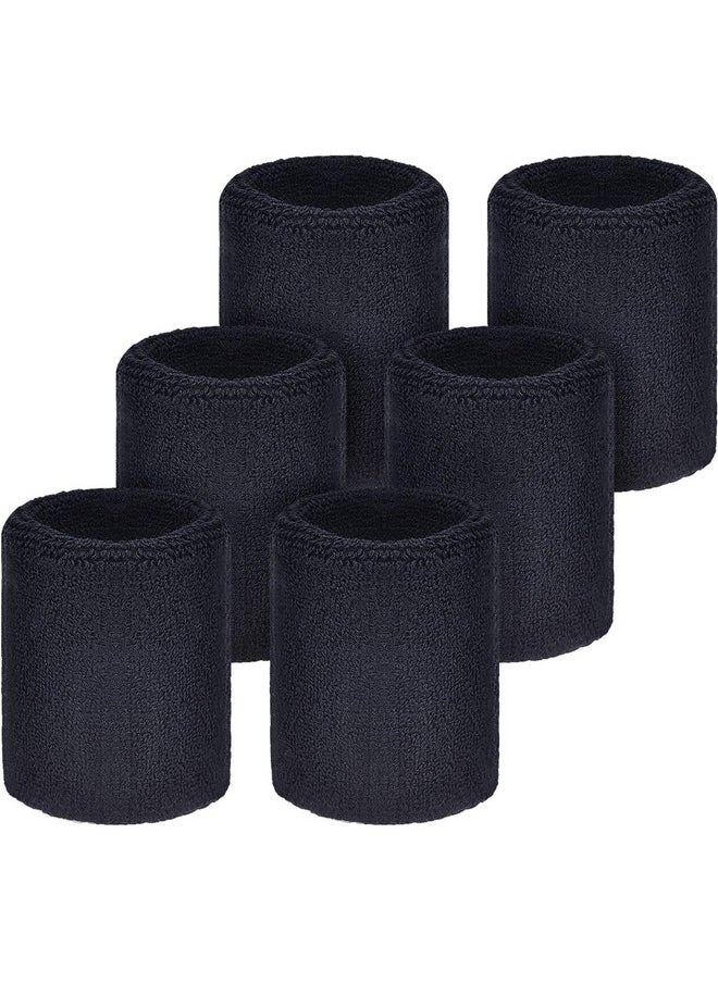 WILLBOND Sweatbands Wristbands For Football Basketball Running Athletic Sports Black 6 Piece  - Image 1