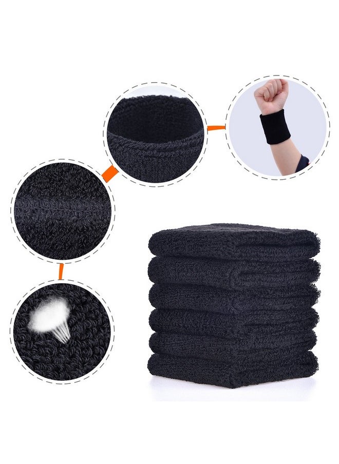 WILLBOND Sweatbands Wristbands For Football Basketball Running Athletic Sports Black 6 Piece  - Image 3