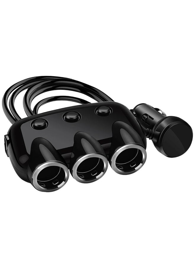 Earlodom Car Charger 3 Sockets Dual USB Ports Car Splitter Adapter with Switches - Image 1