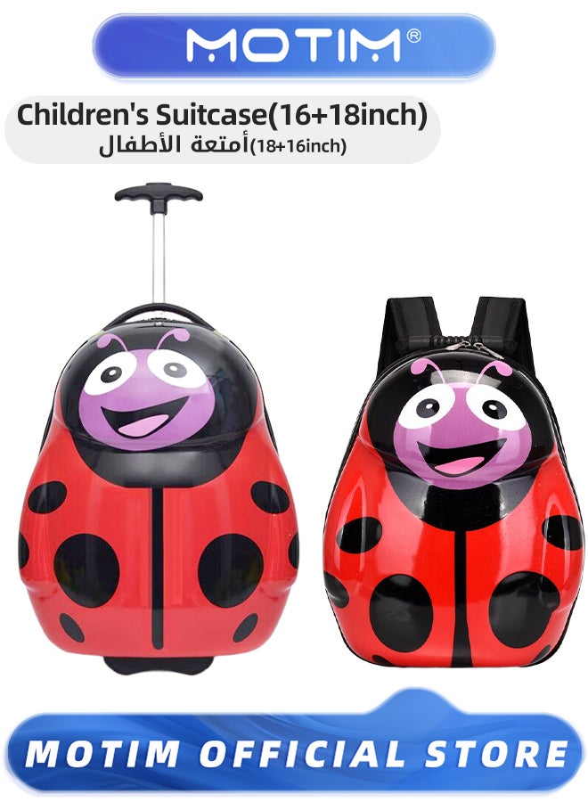 Motim Kids 2pcs Travel Luggage Set in Fun Cartoon Animal Shape Includes 1 Wheeled Luggage ＆ 1 Lightweight Backpack Perfect for Short Trip and Kindergarten  - Image 1