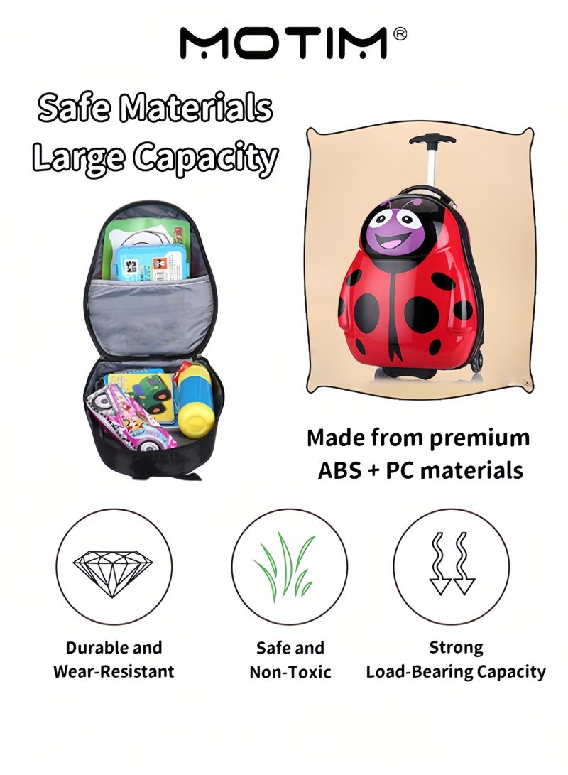 Motim Kids 2pcs Travel Luggage Set in Fun Cartoon Animal Shape Includes 1 Wheeled Luggage ＆ 1 Lightweight Backpack Perfect for Short Trip and Kindergarten  - Image 3