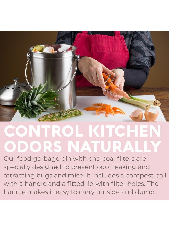 EPICA Countertop Compost Bin Kitchen | 1.3 Gallon | Odorless Composting Bin with Carbon Filters | Indoor Compost Bin with Lid | Stainless Steel Kitchen Composter for Food Scraps & Waste Recycling - Image 4