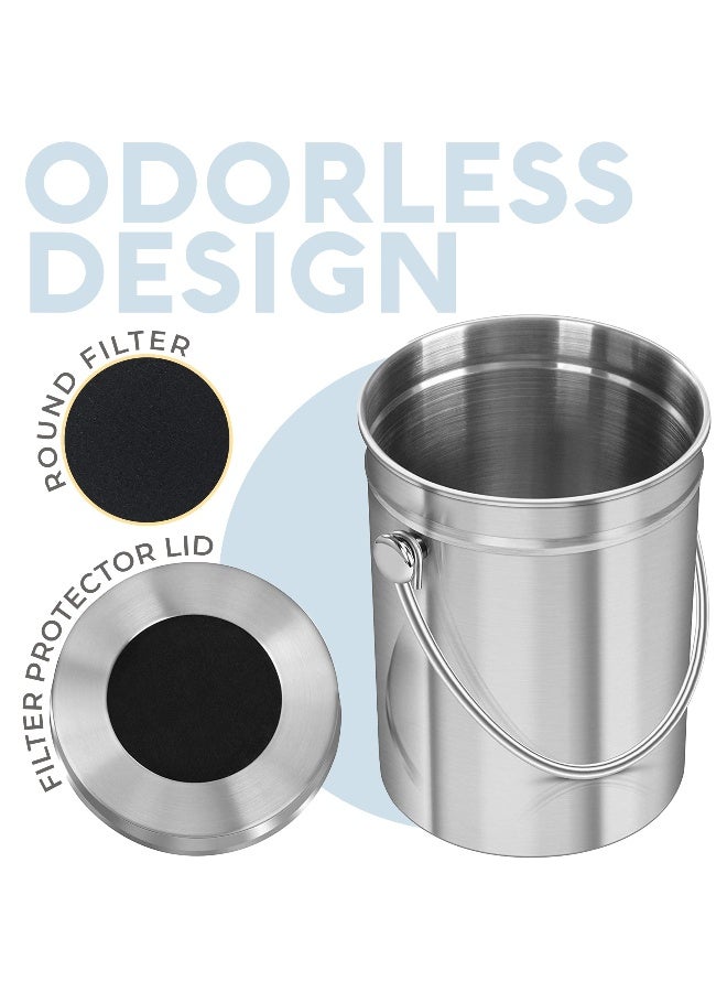 EPICA Countertop Compost Bin Kitchen | 1.3 Gallon | Odorless Composting Bin with Carbon Filters | Indoor Compost Bin with Lid | Stainless Steel Kitchen Composter for Food Scraps & Waste Recycling - Image 5
