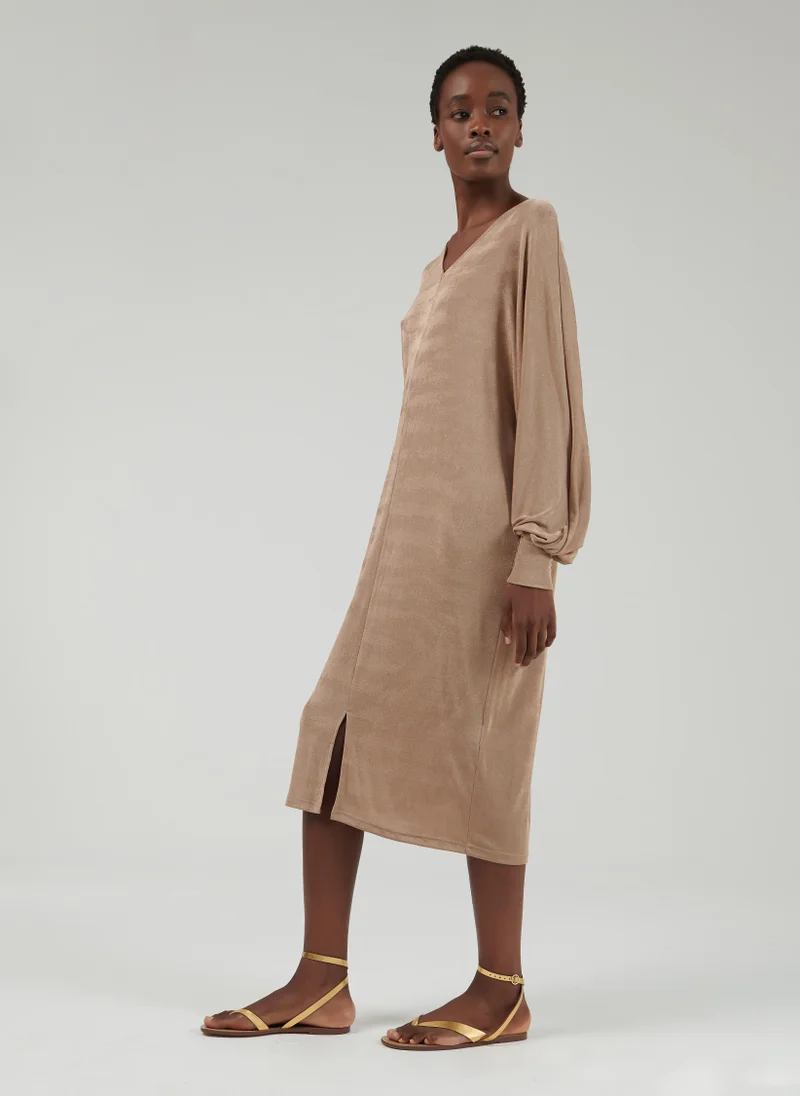 ليم كفتان بأكمام واسعة بتأثير معدني