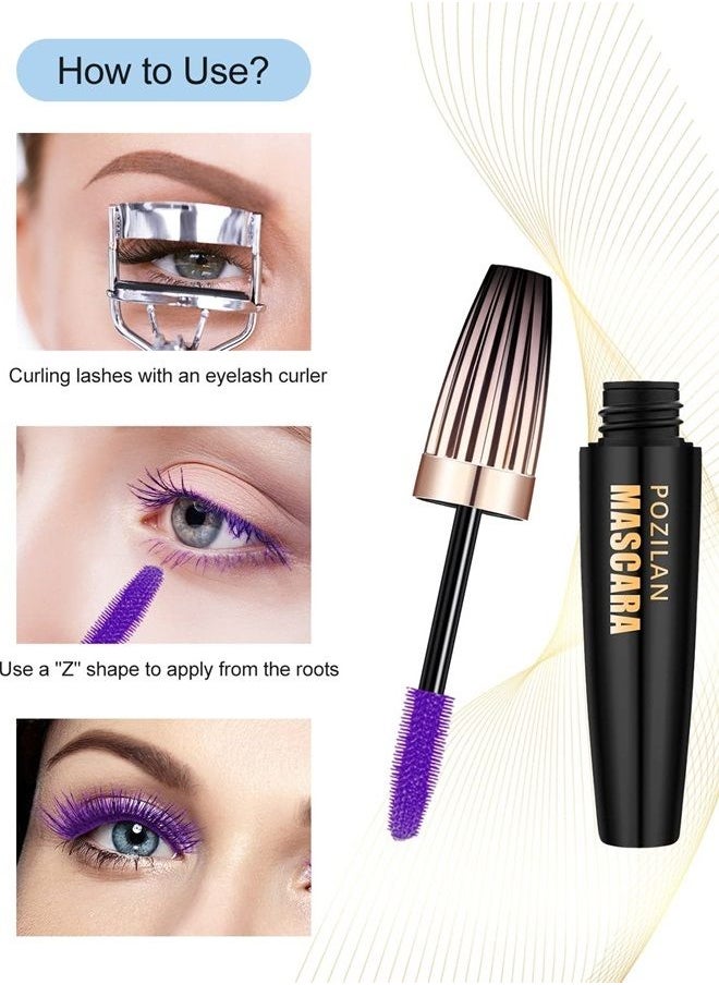 NaSeny - Naseny Waterproof Mascara Volume And Length,Thrive Liquid Mascara Lengthening And Thickening,5D Silk Fiber Mascara Lash Extensions,Non Clumping And Smudge-Proof Long Lasting Lash Cosmetics(Purple) - Image 1