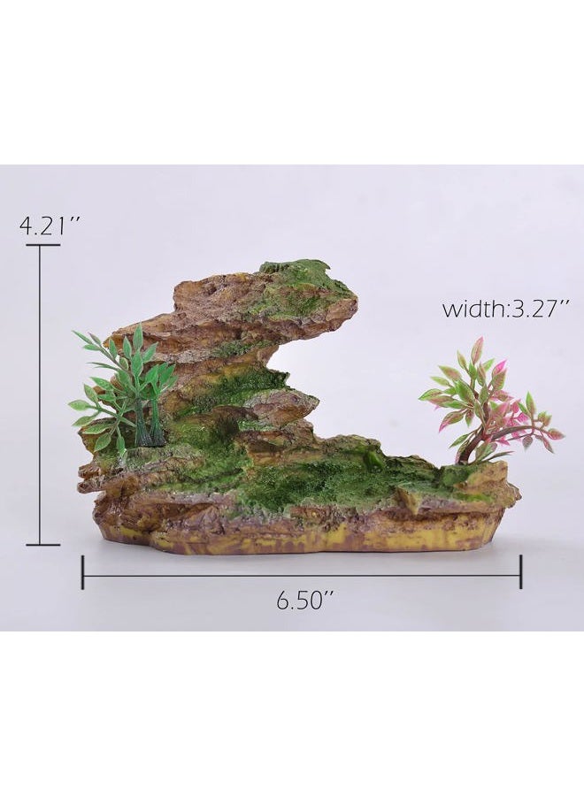 IBWell Aquarium Ornament Rock Cave Landscape Artificial Mountain View Stone with Moss Tree Fish Tank Decoration (#Hill A) - Image 2