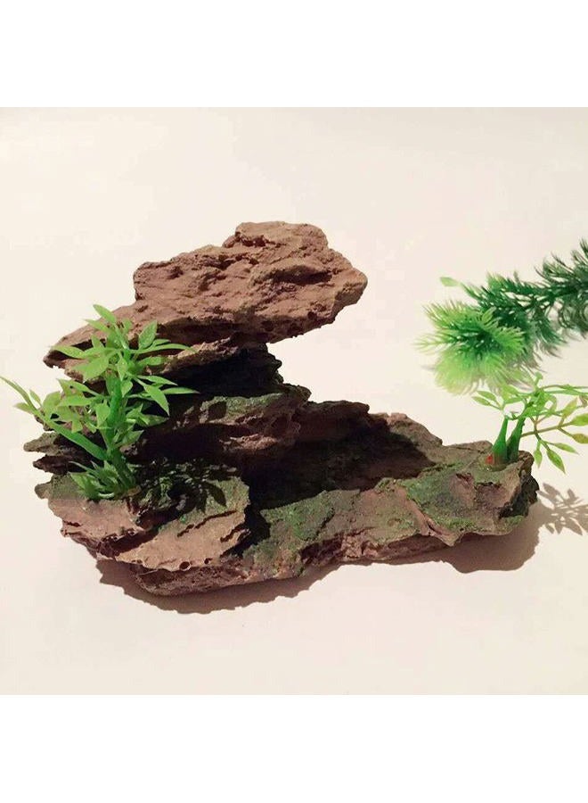 IBWell Aquarium Ornament Rock Cave Landscape Artificial Mountain View Stone with Moss Tree Fish Tank Decoration (#Hill A) - Image 5