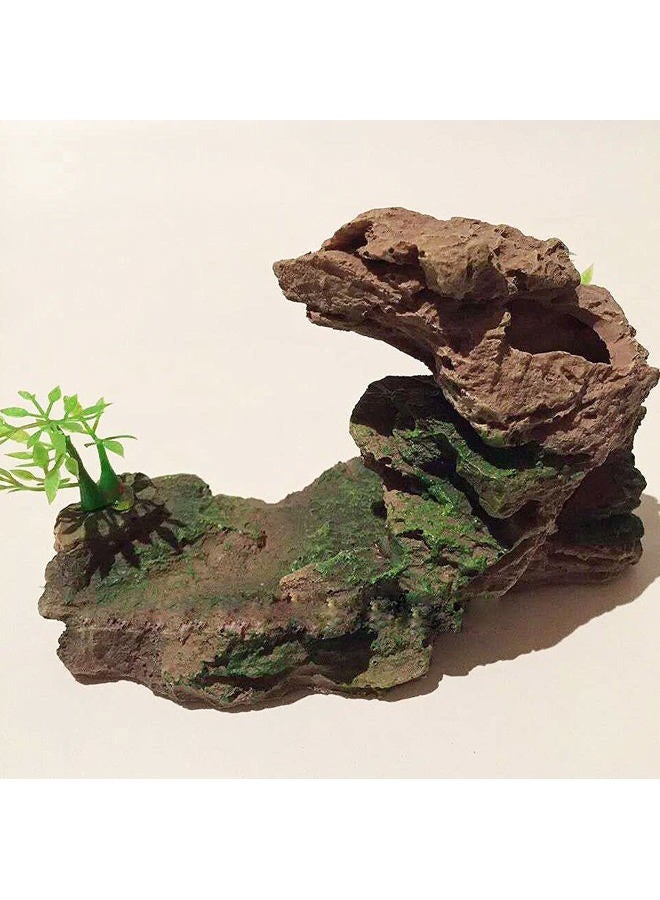 IBWell Aquarium Ornament Rock Cave Landscape Artificial Mountain View Stone with Moss Tree Fish Tank Decoration (#Hill A) - Image 4