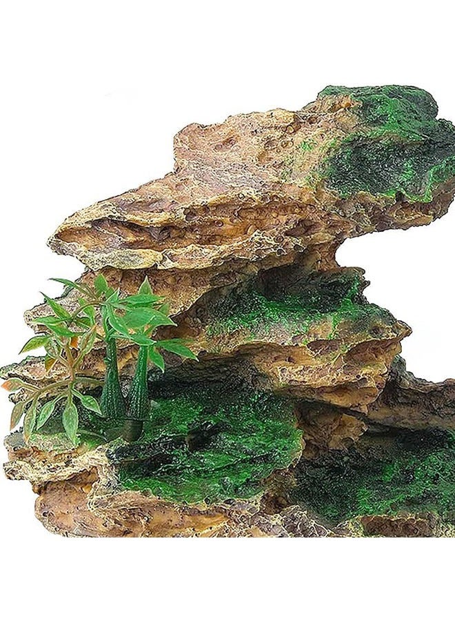 IBWell Aquarium Ornament Rock Cave Landscape Artificial Mountain View Stone with Moss Tree Fish Tank Decoration (#Hill A) - Image 3