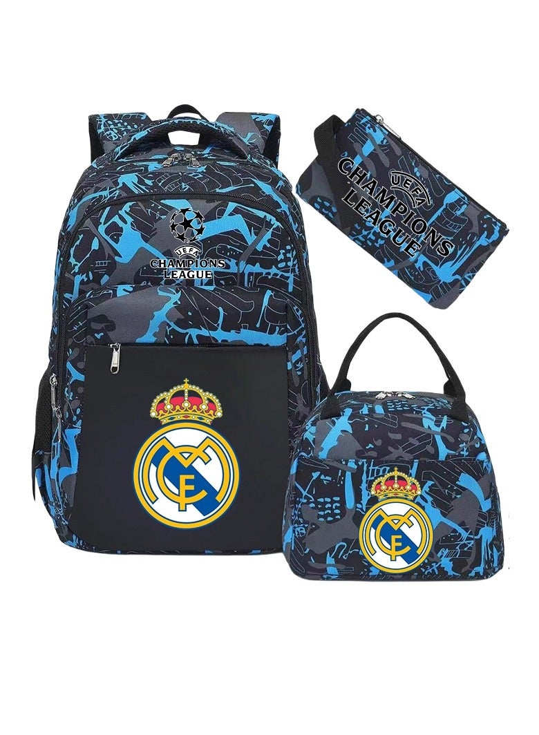 ريال مدريد حقيبة ظهر ريال مدريد ، مقلمة ، حقيبة يد ، بدلة من ثلاث قطع ، حقيبة سفر رياضية ترفيهية للرجال والنساء ، حقيبة ظهر مدرسية للطلاب