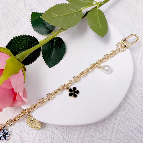 Nalefow Purse Extender Chain Pearl Cherry Purse Chian Strap Replacement Short Chain Straps, Metal Flower Heart Purse Strap Extender - Image 2