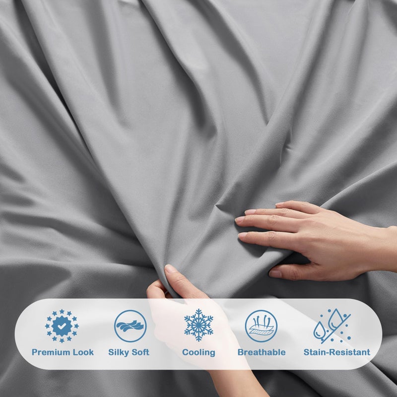 Degrees of Comfort Degrees of Comfort Coolmax Cooling Fitted Sheet Only  Queen Size Bed Soft Sheets for Hot Sleepers  up to 15"" Deep Pocket  All Around Elastic  Wrinkle Free  Fade Stain Resistant  Grey 1PC  - Image 2
