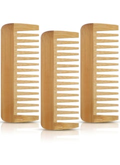Patelai Patelai 3 Pcs Wide Tooth Wooden Comb Wood Hair Combs Antistatic No Handle Styling Shampoo Comb for Curly Wavy Long Hair 