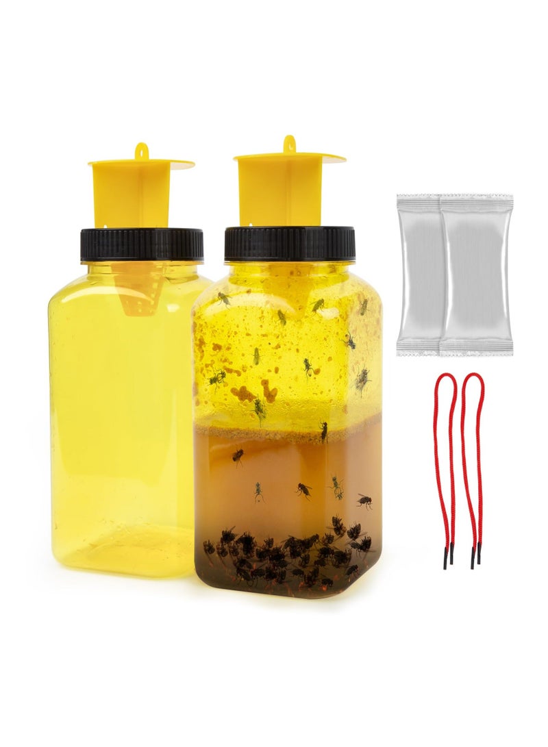 Generic 2Pcs Reusable Fly Traps Bottle Hanging, Fruit Fly Traps Outdoor Fly Killer Fly Jar, Buzz Honeypot Wasp Trap Bait Refill for Farms, Pastures, Chicken Coops, Stables, Barns, Garbage Cans, Yard, Backyard - Image 1