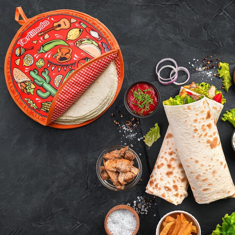 - 30 cm Tortilla Warmer/Heat Container microwaveable made of cotton/polyester (Red) - Image 3