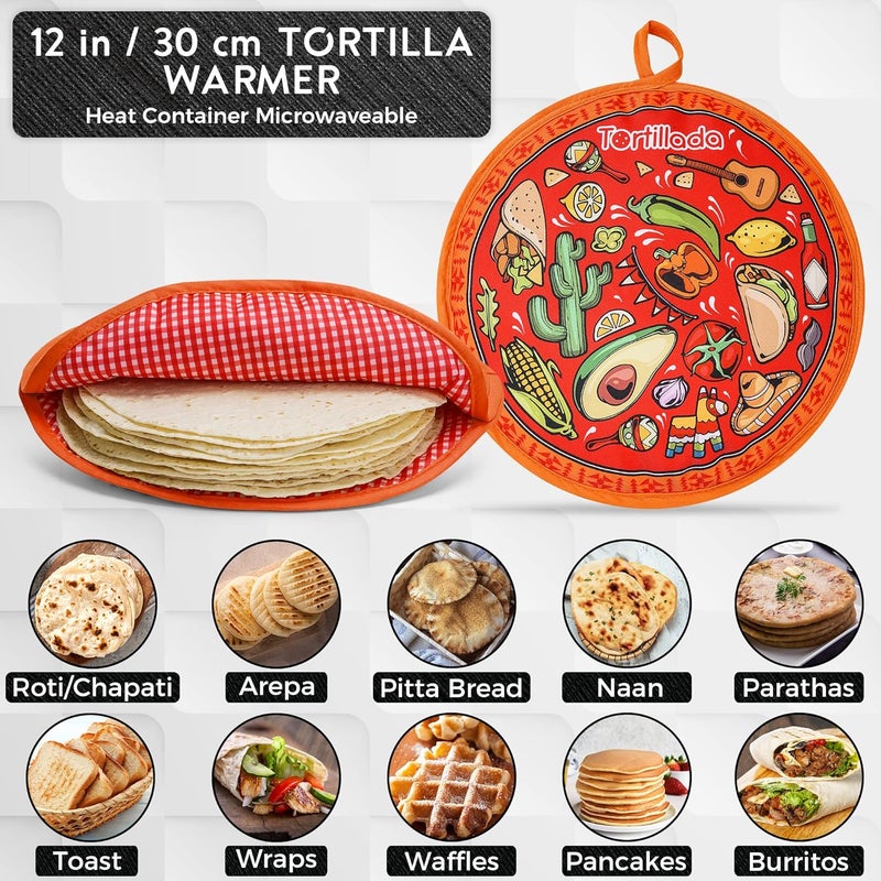 - 30 cm Tortilla Warmer/Heat Container microwaveable made of cotton/polyester (Red) - Image 5