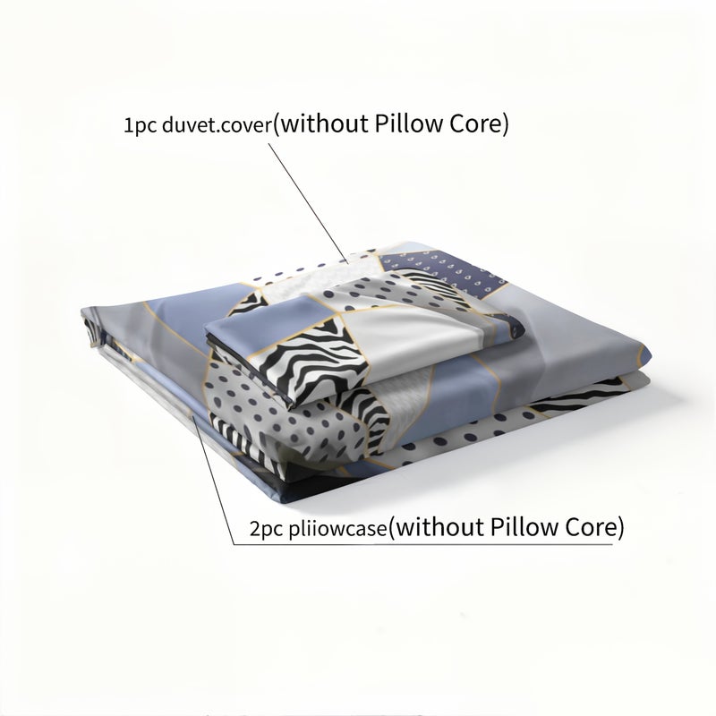 3pcs Set, Golden Striped Triangle Print Duvet Cover Bedding, Soft, Comfortable, Breathable, Suitable for Bedroom, Guest Room, School Dormitory Decoration 1 * Duvet Cover + 2 * Pillowcases, Excluding Cores - Image 5