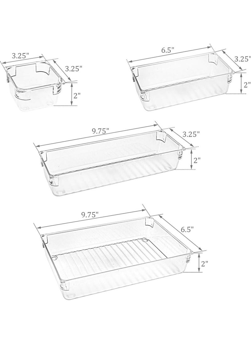 Generic - 11 Pack Clear Drawer Organizer Trays, Desk Drawer Divider Storage Bins, Storage Box Set for Utensils Junks Vanities Makeups Jewelry Office Craft Supplies - Image 1