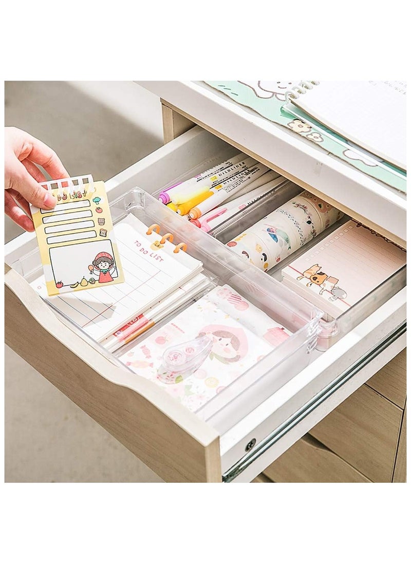 Generic - 11 Pack Clear Drawer Organizer Trays, Desk Drawer Divider Storage Bins, Storage Box Set for Utensils Junks Vanities Makeups Jewelry Office Craft Supplies - Image 1