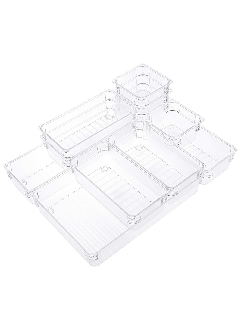 Generic - 11 Pack Clear Drawer Organizer Trays, Desk Drawer Divider Storage Bins, Storage Box Set for Utensils Junks Vanities Makeups Jewelry Office Craft Supplies - Image 1