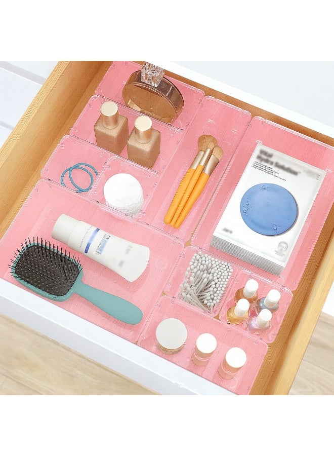 A set of 11 imported pink drawer organizer trays, divided storage boxes for office drawers, storage shelves for utensils, household items, cosmetics, furniture, and office furniture. - Image 5