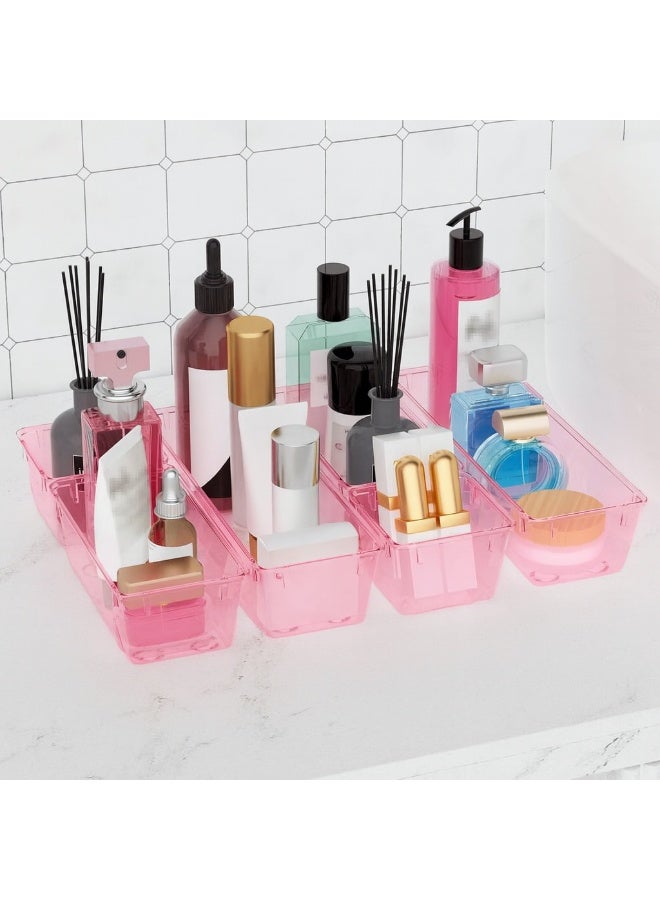 A set of 11 imported pink drawer organizer trays, divided storage boxes for office drawers, storage shelves for utensils, household items, cosmetics, furniture, and office furniture. - Image 3