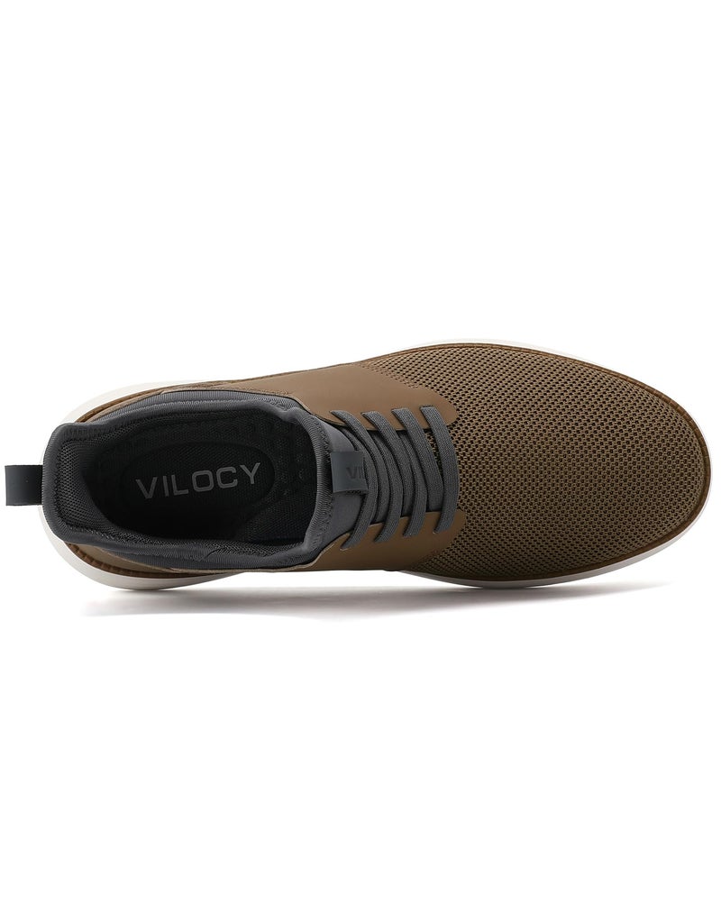 VILOCY Men's Slip On Casual Dress Sneakers Hands Free Fashion Sneakers Mesh Tennis Walking Shoes Comfortable Work Shoes Breathable Lightweight Non Slip Brown, EU41 - Image 3