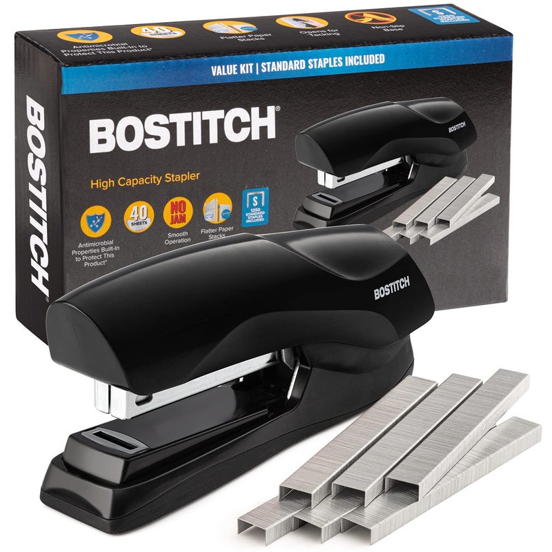 Bostitch Office Stapler Heavy Duty 40 Sheet Stapler for Desk FullStrip Includes 1260 Staples Black