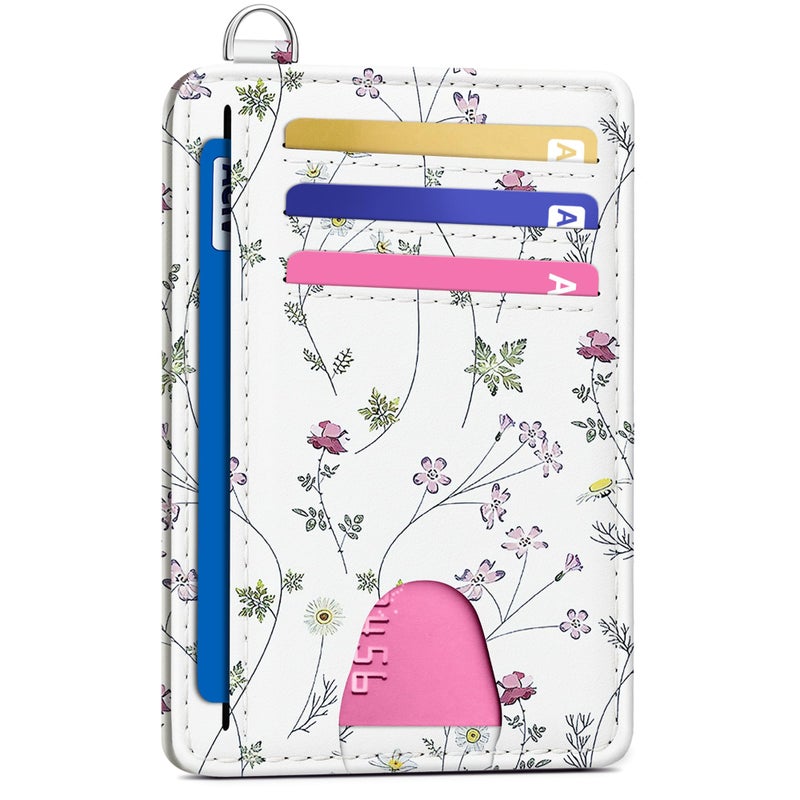 Mayski Slim Wallet, Credit Card Holder for Women, Minimalist Front Pocket RFID Blocking Card Cases, Small Wallet Women Men(Flower) - Image 1