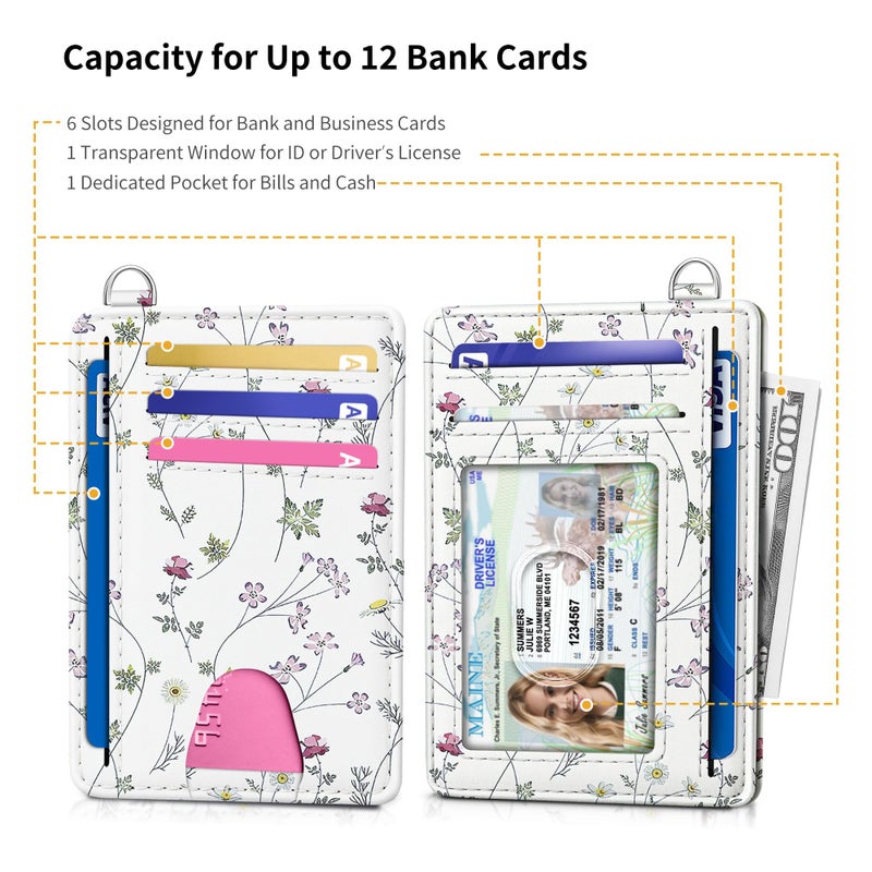Mayski Slim Wallet, Credit Card Holder for Women, Minimalist Front Pocket RFID Blocking Card Cases, Small Wallet Women Men(Flower) - Image 5