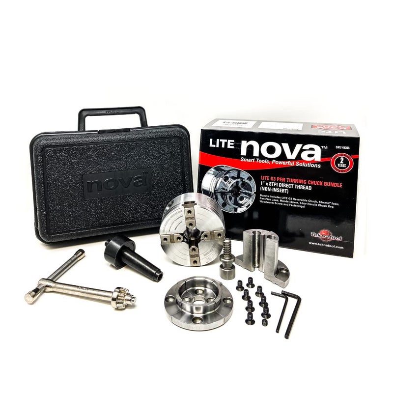 NOVA 48306 Lite G3 Wood Lathe Pen Turning Chuck Bundle with 1 in. x 8 TPI Direct Thread - Image 1