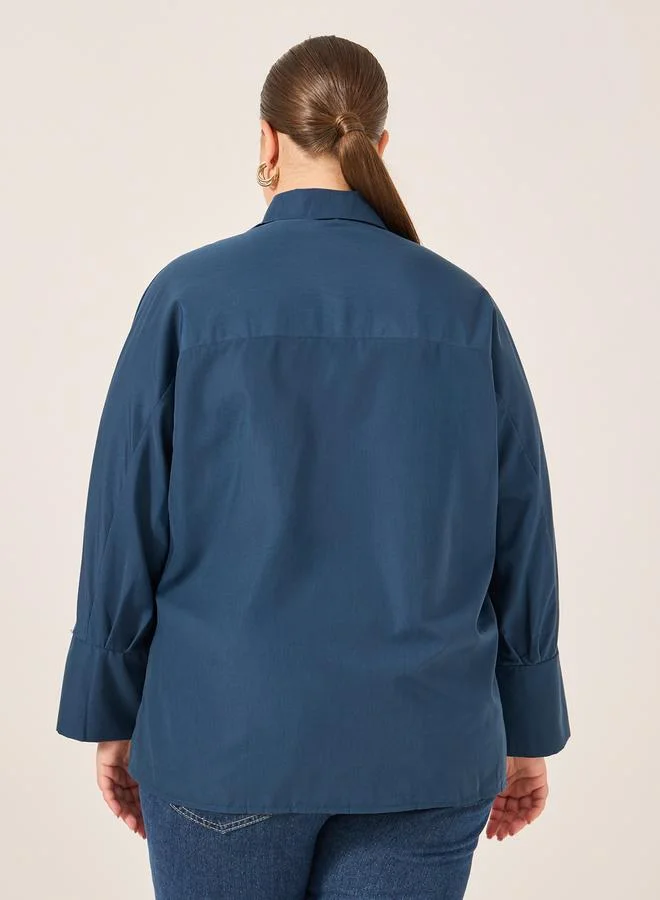 Styli Styli Plus Size Solid Long Sleeves Oversized Shirt