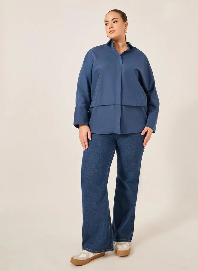 Styli Styli Plus Size Solid Long Sleeves Oversized Shirt