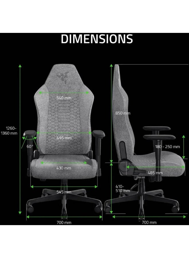 RAZER Iskur V2 X Gaming Chair – Ergonomic High-Density Foam, Built-In Lumbar Support, Breathable Grey Fabric, 152° Recline, 2D Adjustable Armrests, Steel Frame, Wide Seat 545mm, Supports up to 136kg – Grey | RZ38-05310200-R3G1 - Image 4