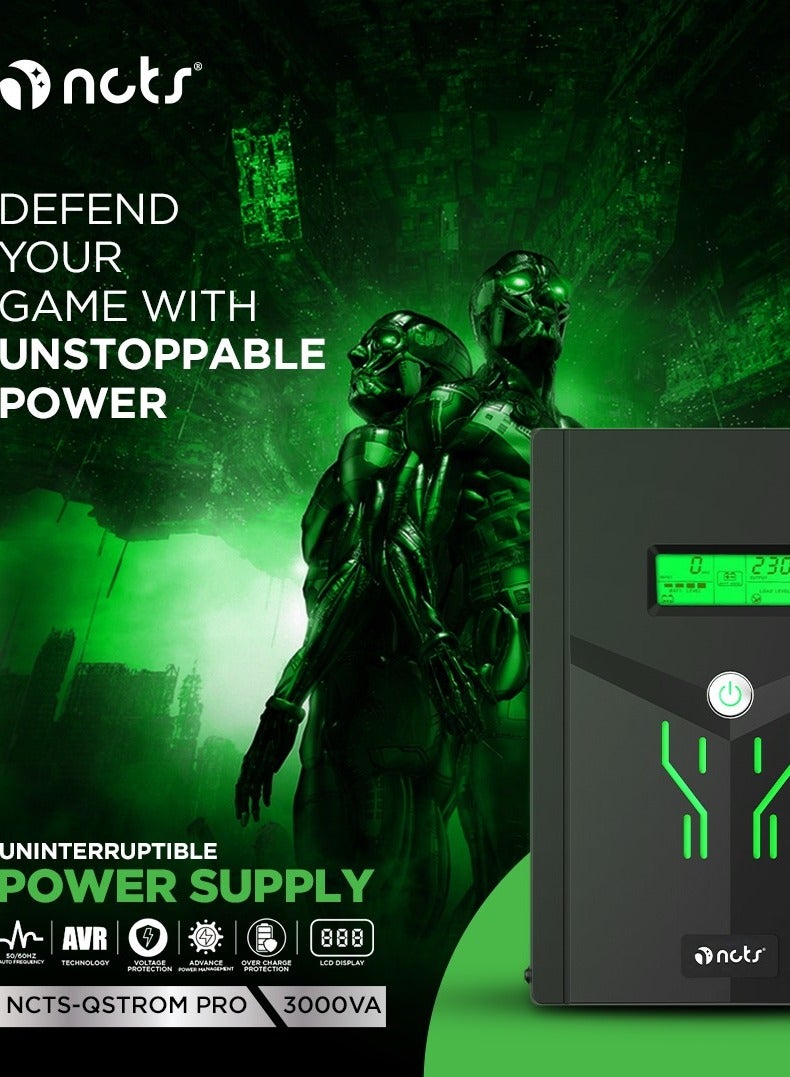 NCTS QSTROM PRO 3000VA (3000VA/1800W) UPS تفاعلي للألعاب - Image 3