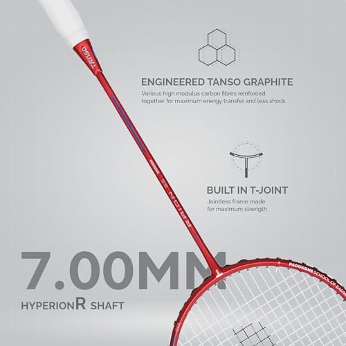TANSO Raion SS Strung Badminton Racket (34 Lbs Tension, Recommended by Padukone School of Badminton, 77 Grams Ultra Light Weight Full Carbon Fiber with Premium Strings and Full Racquet Cover) - Image 3