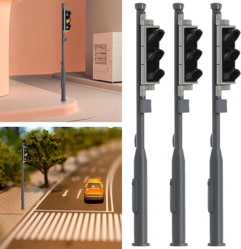 كلاراكو مجموعة من 3 إشارات مرور LED لقطارات نموذجية، 3 فولت، ألوان أحمر، أخضر، وأصفر، مناسبة لقطارات السكك الحديدية، وطاولات الرمل، ومجموعات بناء المناظر الطبيعية، بمقياس OO من 1 إلى 72 - Image 5