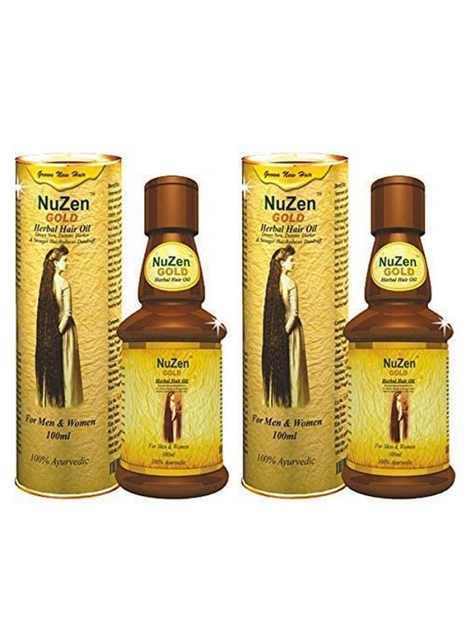 Nuzen Gold Herbal Hair Oil 100% Pure Herbal Hair Oil Grows New Dense Dark & Strong Hair Prevents Dandruff100% Ayurvedic And Can Be Used Both By Men & Women 100Ml (Pack Of 2) - Image 3