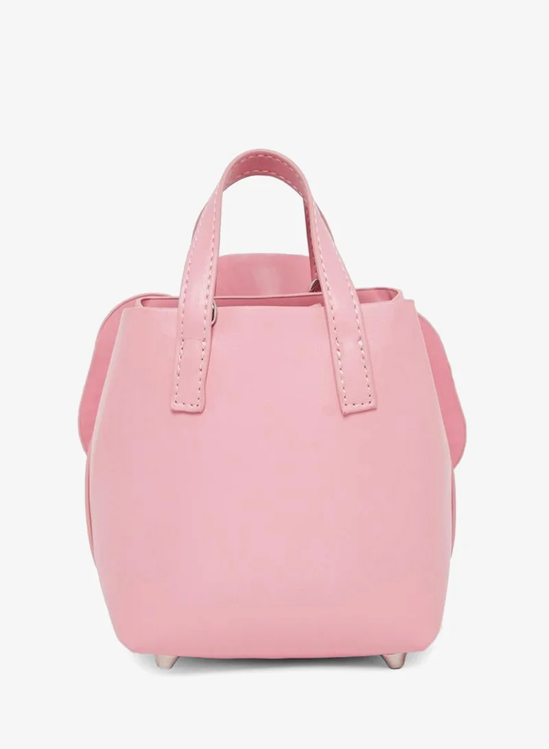 Styli Pink Floral Statement Handbag With Chain Strap