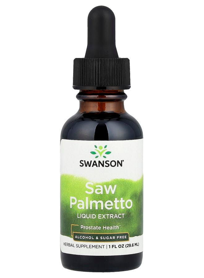 SWANSON Saw Palmetto Liquid Extract Alcohol & Sugar Free 1 fl oz (29.6 ml) (1 g per Serving) - Image 1