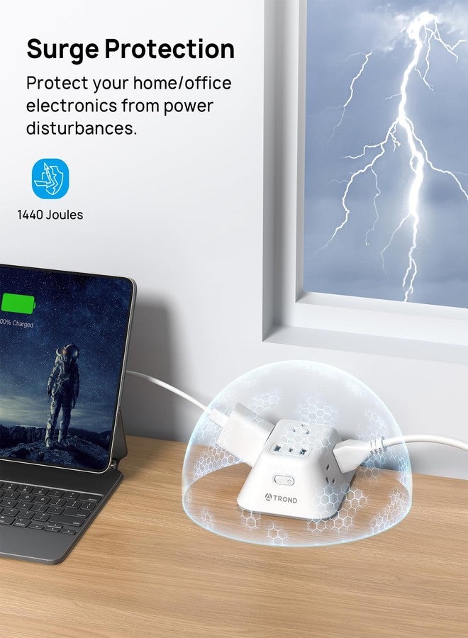 TROND Desk Clamp Power Strip, Surge Protector with 5 AC Outlets and 3 USB Ports, Desk Mount Charging Station, Fit 1.97in Tabletop Edge Thick, 10FT Extension Cord, for Home Office Gaming Accessories - Image 5